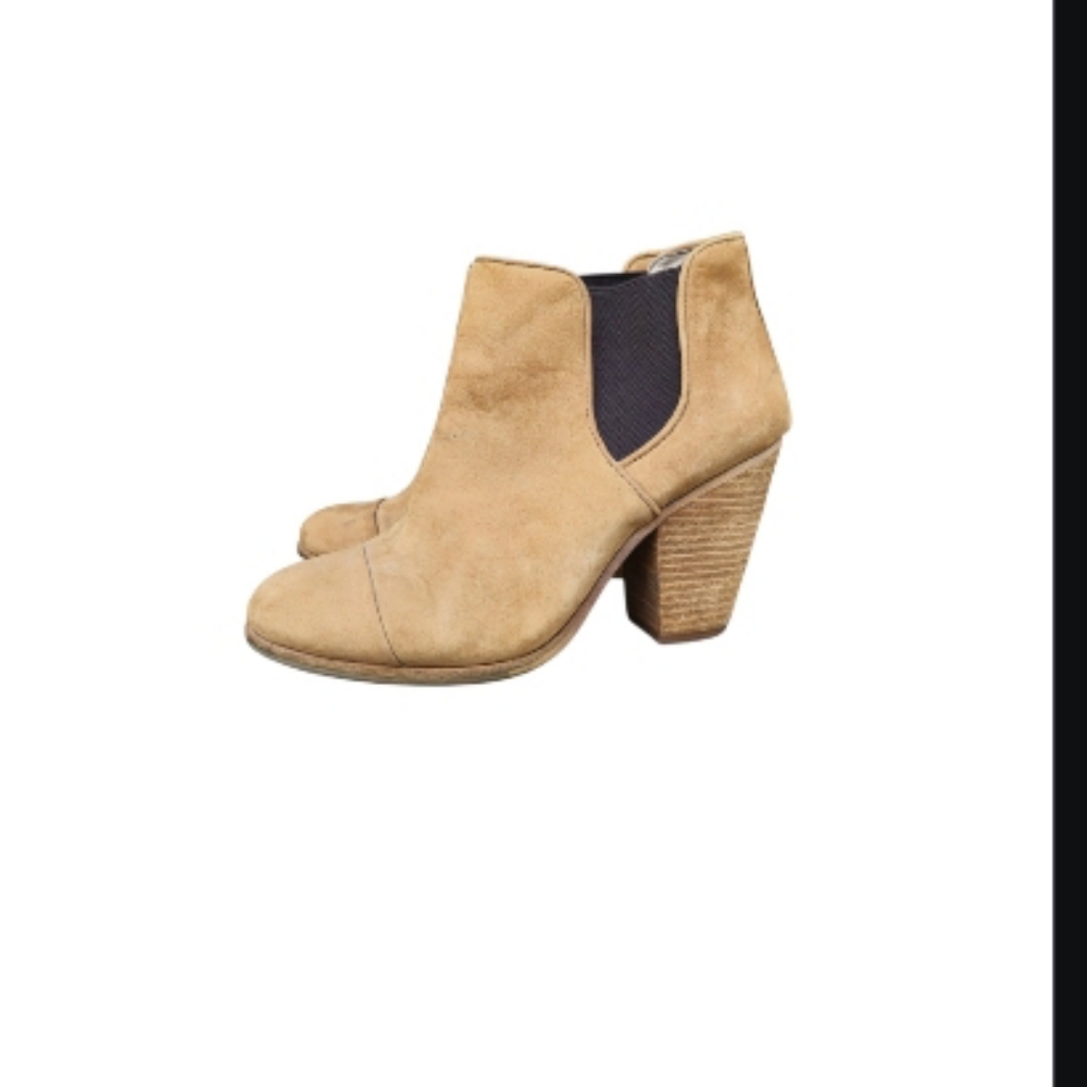 Vince Camuto Leather Hame Tan Beige Brown Ankle Boot Western Heel Shoe Women 8.5 - Picture 3 of 7